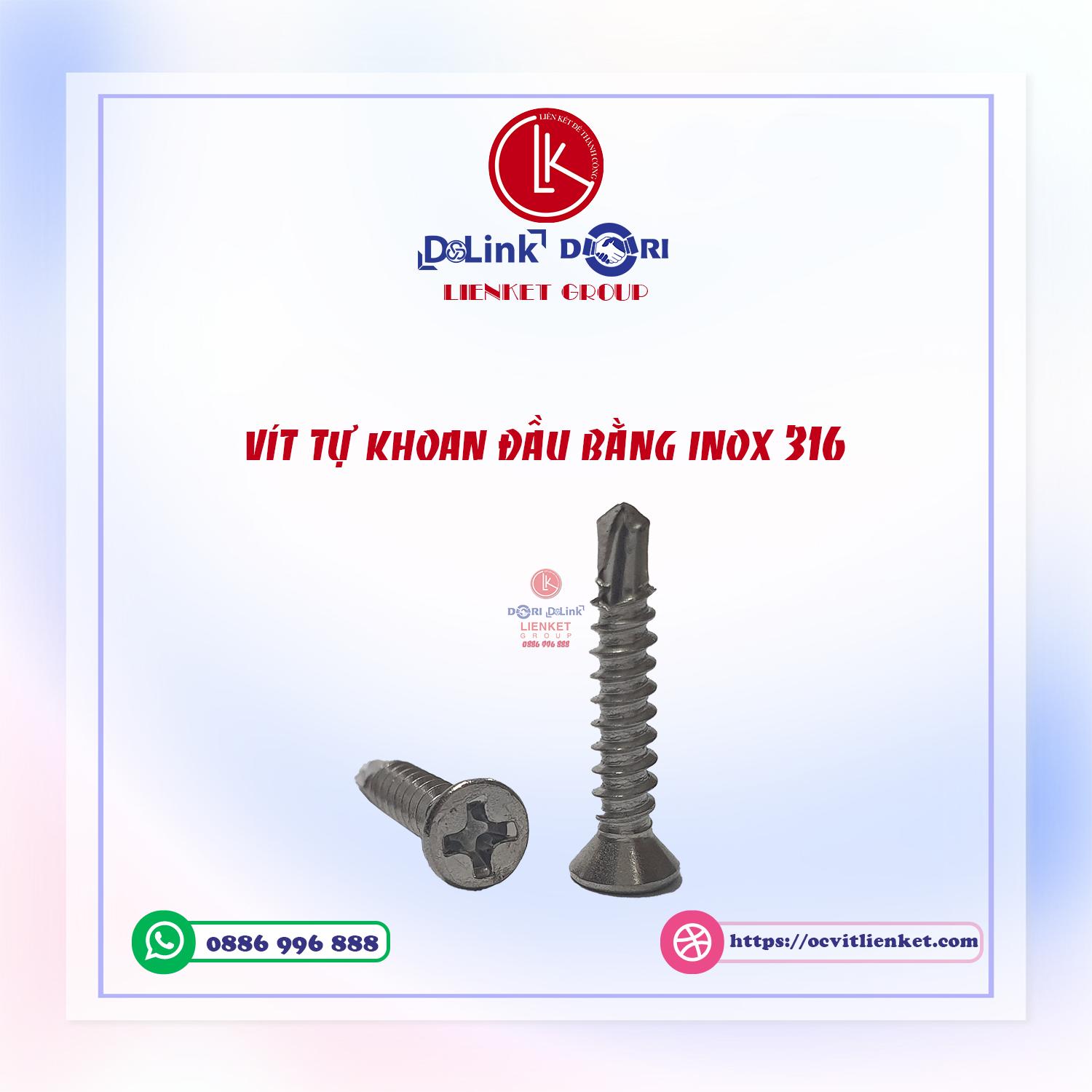 VÍT TỰ KHOAN ĐẦU BẰNG 4*16 4*20 INOX 316